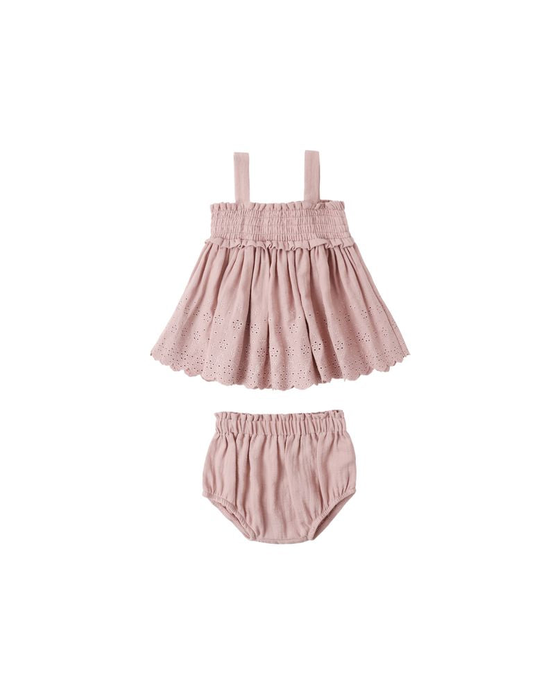 Mae Smocked Top + Bloomer Set || Mauve by Quincy Mae