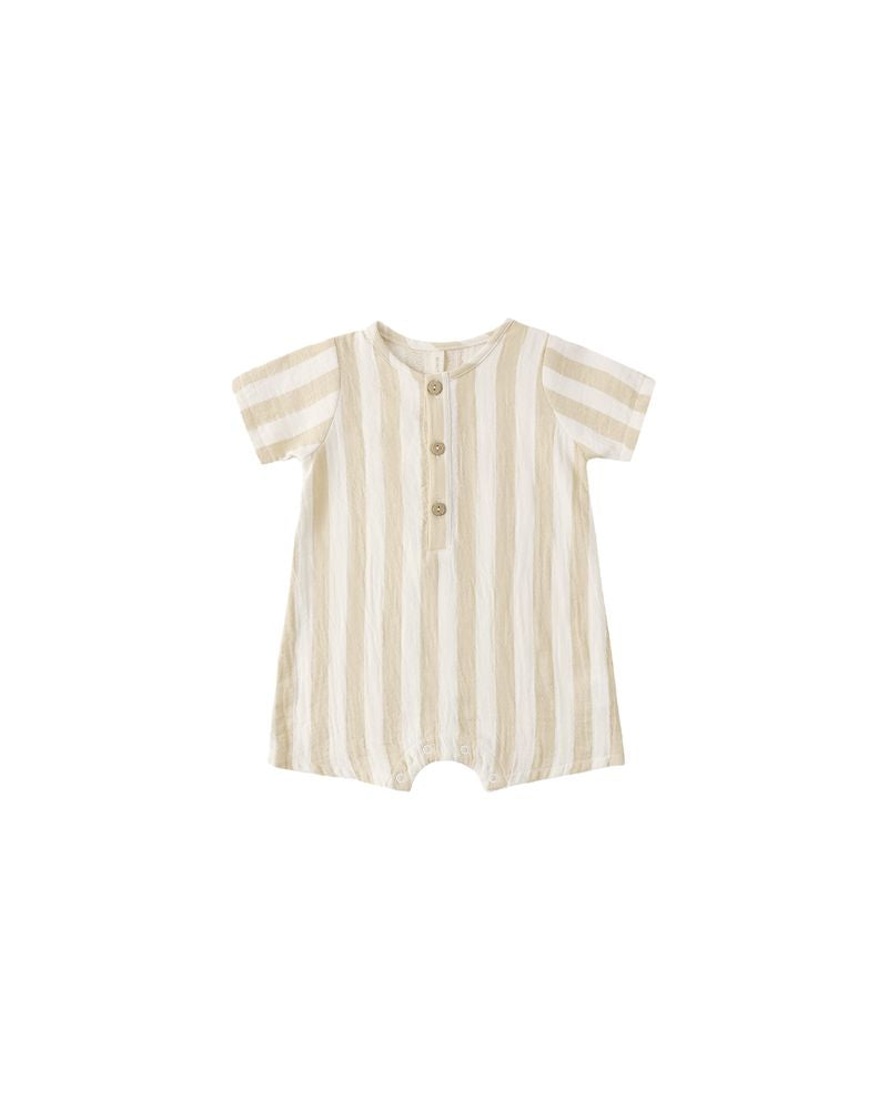 Short Sleeve Woven Romper || Summer Stripe by Quincy Mae