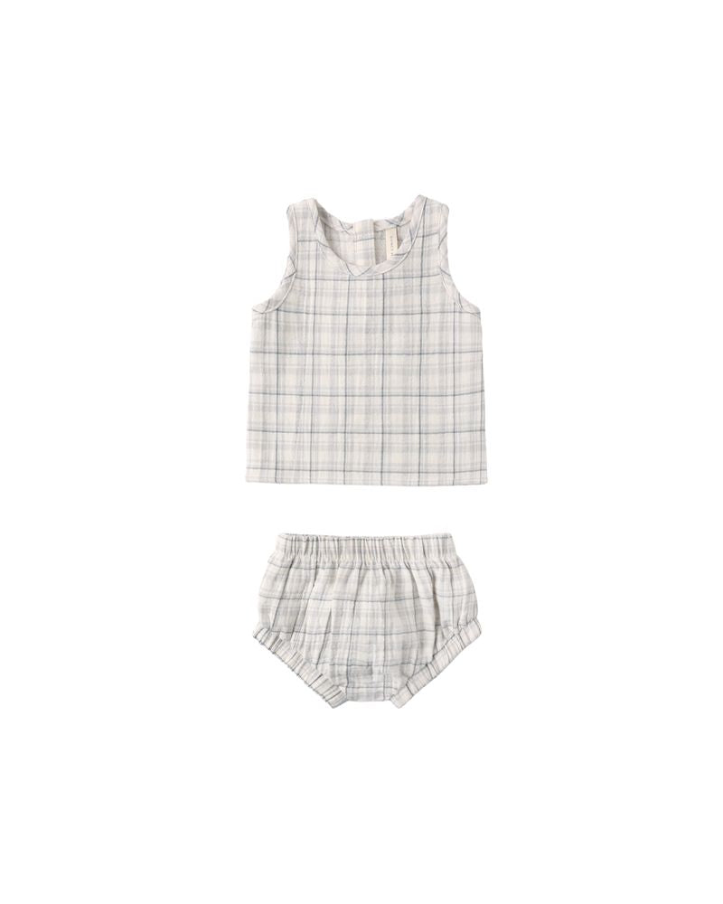 Woven Tank Set || Blue Plaid by Quincy Mae