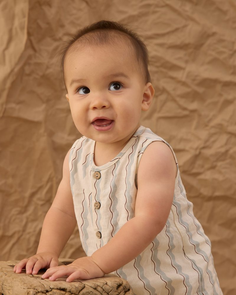 Mavrick Romper || Wave Stripe by Rylee + Cru
