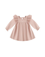 Long Sleeve Flutter Dress || Rose by Quincy Mae