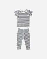 Ribbed Short Sleeve Tee + Legging Set || Ocean Stripe by Quincy Mae