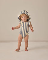 Scoop Back One-Piece Swimsuit || Retro Ocean Stripe by Quincy Mae