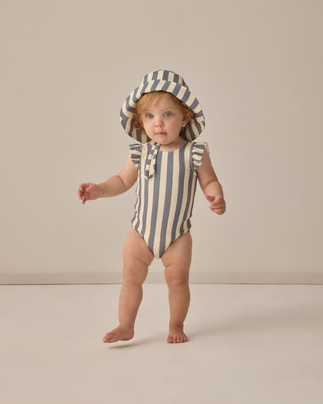 Scoop Back One-Piece Swimsuit || Retro Ocean Stripe by Quincy Mae