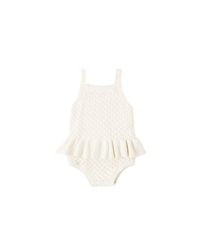 Crochet Ruffle Romper || Natural by Rylee + Cru