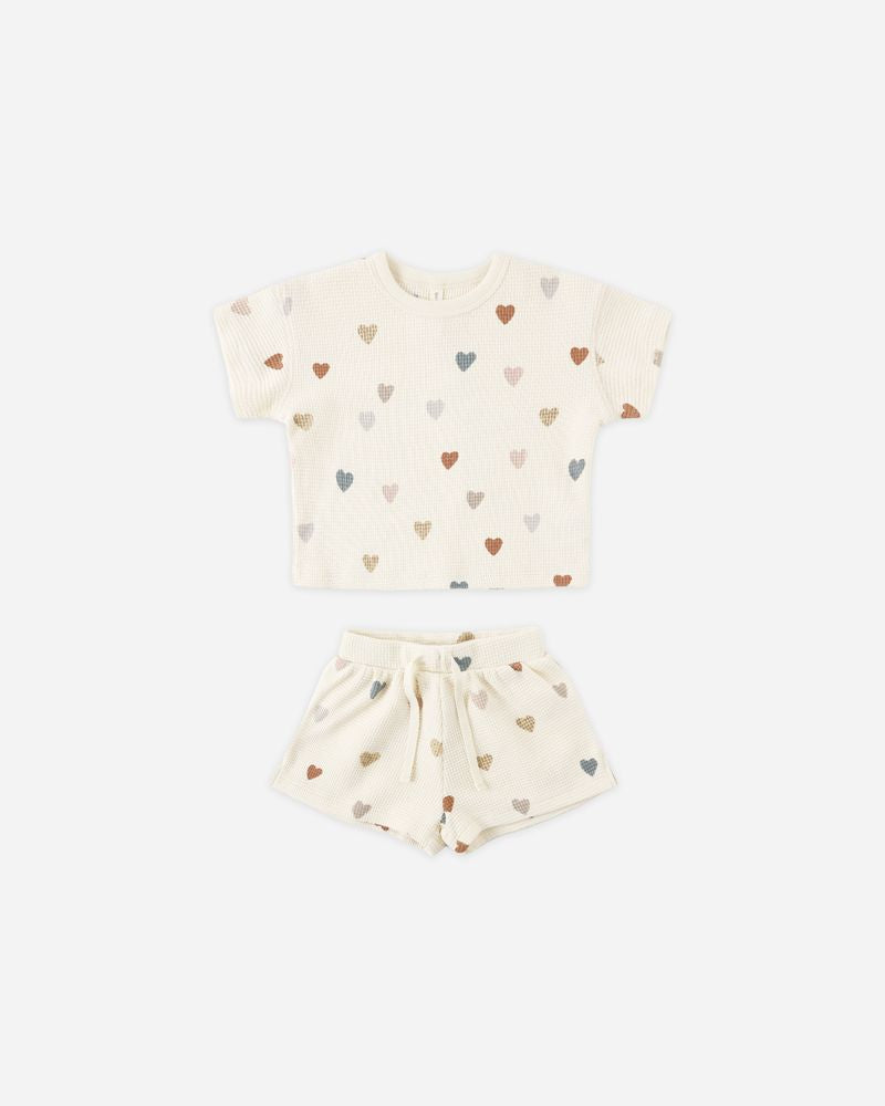 Waffle Tee + Short Set || Confetti Hearts by Quincy Mae