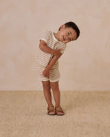Waffle Shortie Set || Oat Stripe by Quincy Mae
