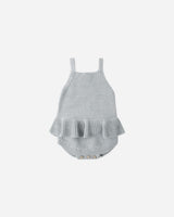 Knit Ruffle Romper || Heathered Sky by Quincy Mae