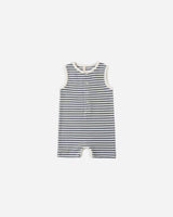 Ribbed Henley Romper || Ocean Stripe by Quincy Mae