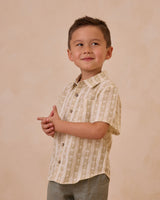 Collared Short Sleeve Shirt || Palm Stripe by Rylee + Cru