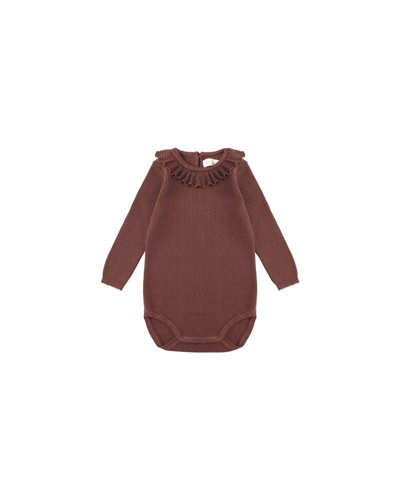 Ruffle Collar Bodysuit || Burgundy by Rylee + Cru