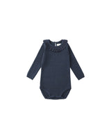 Ruffle Collar Bodysuit || Navy by Rylee + Cru