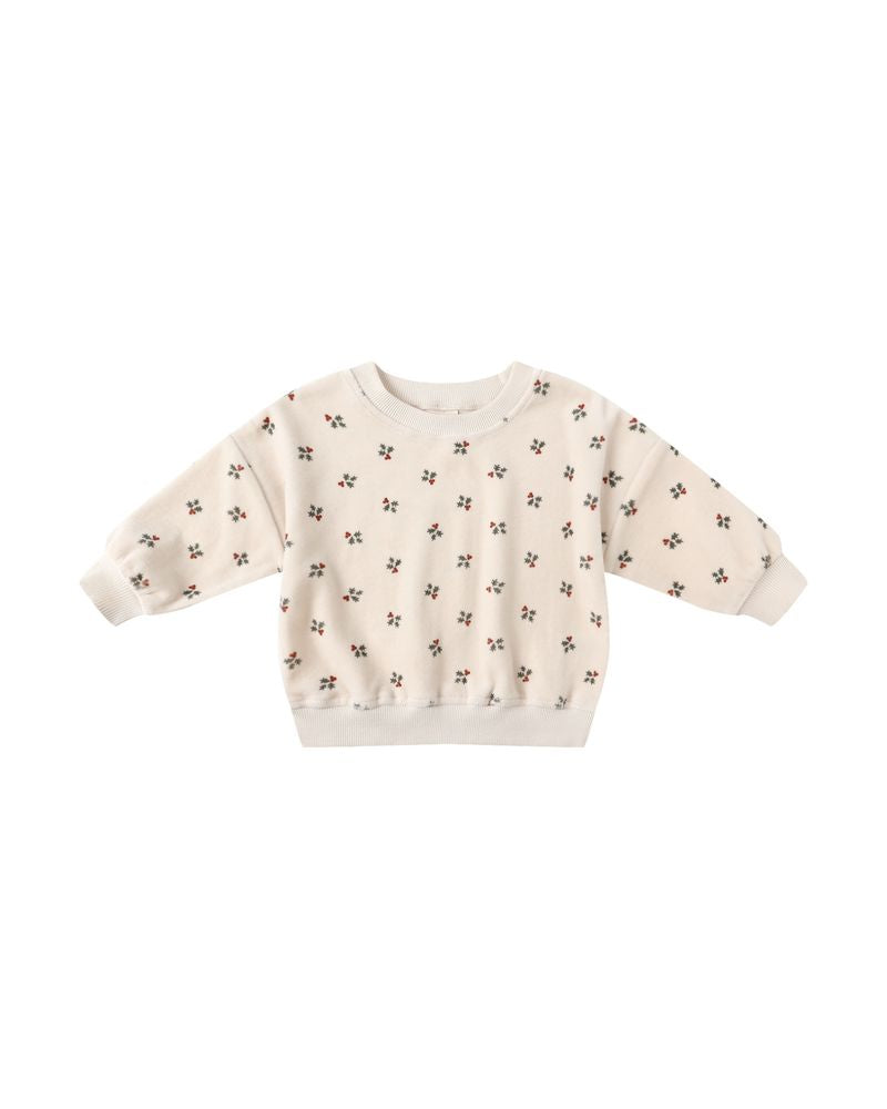 Velour Relaxed Sweatshirt || Holly Berry by Quincy Mae
