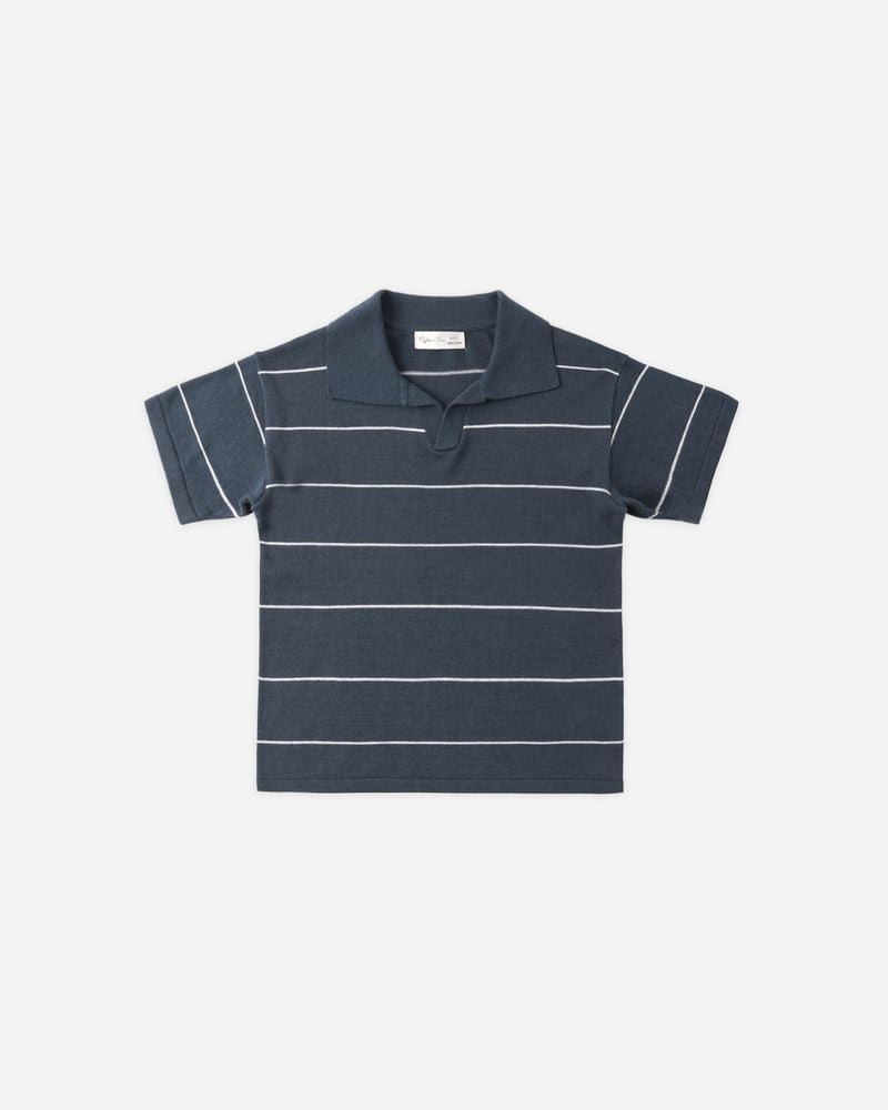 Chandler Knit Polo || Navy Stripe by Rylee + Cru