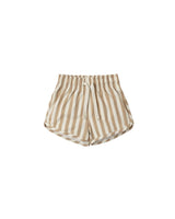Boys Swim Short || Retro Latte Stripe by Quincy Mae