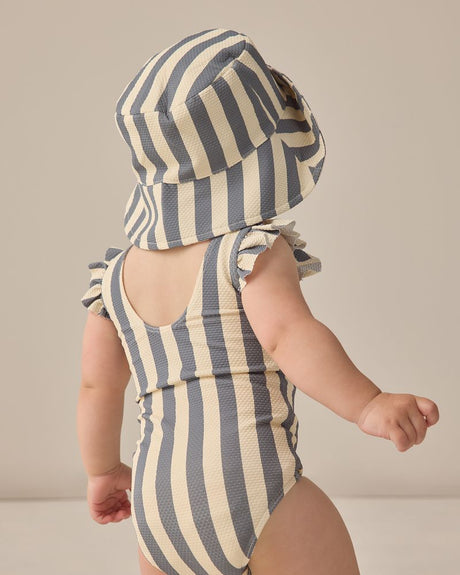 Scoop Back One-Piece Swimsuit || Retro Ocean Stripe by Quincy Mae