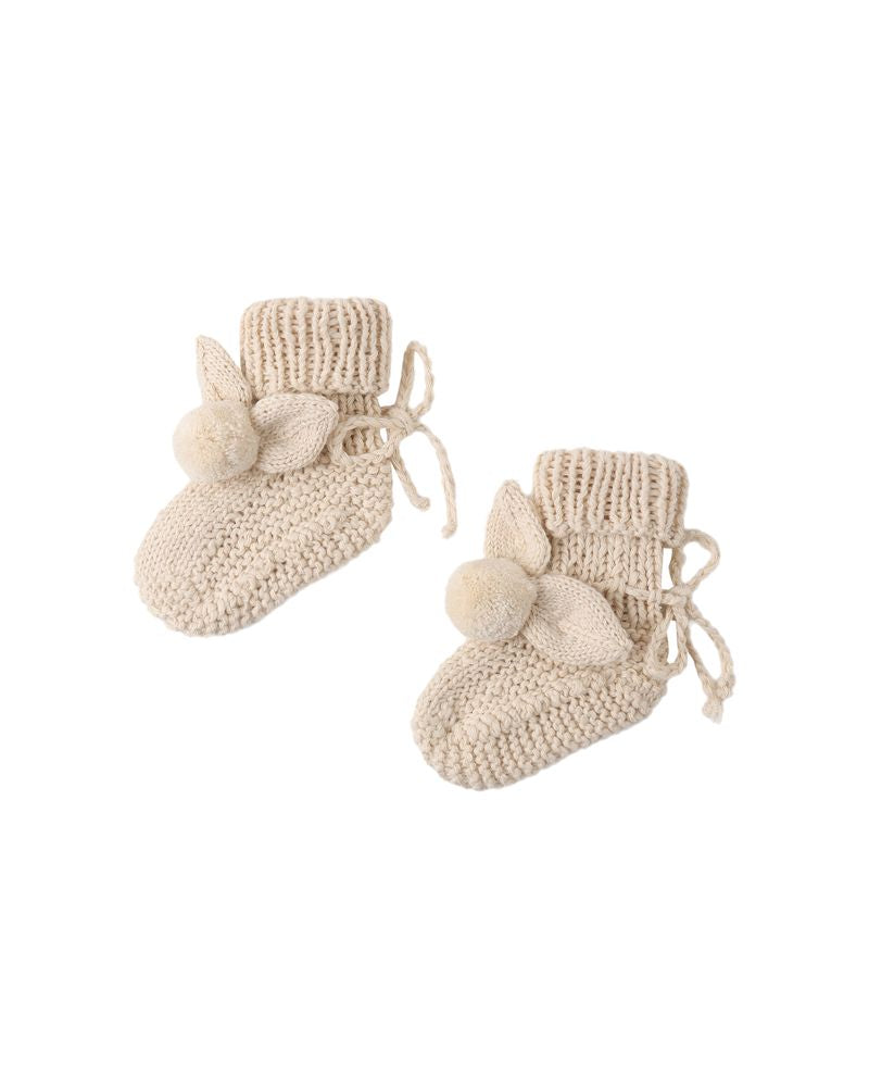 Bunny Knit Booties || Ecru by Quincy Mae