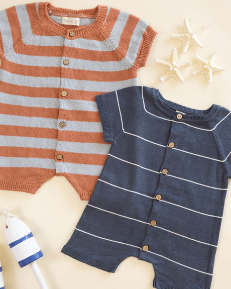 Liam Knit Romper || Navy Stripe by Rylee + Cru