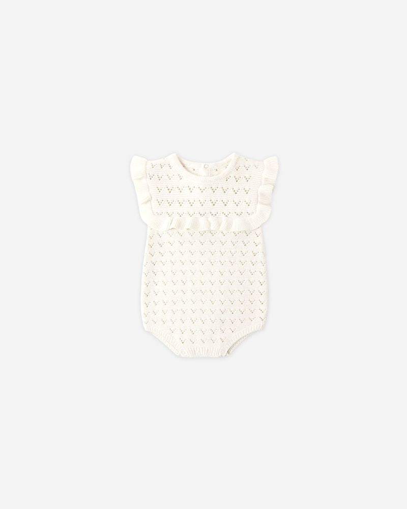 Pointelle Ruffle Romper || Natural by Quincy Mae