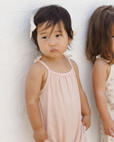 Smocked Jumpsuit || Melon Micro Stripe by Quincy Mae