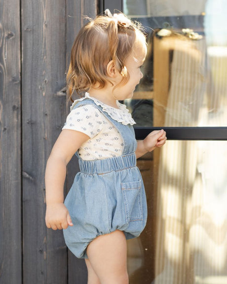 Ruffle Collar Bodysuit || Blue Ditsy by Rylee + Cru