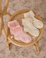 Ruffle Socks | Ivory, Blush by Noralee