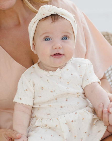 Waffle Knotted Headband || Mauve Ditsy by Quincy Mae