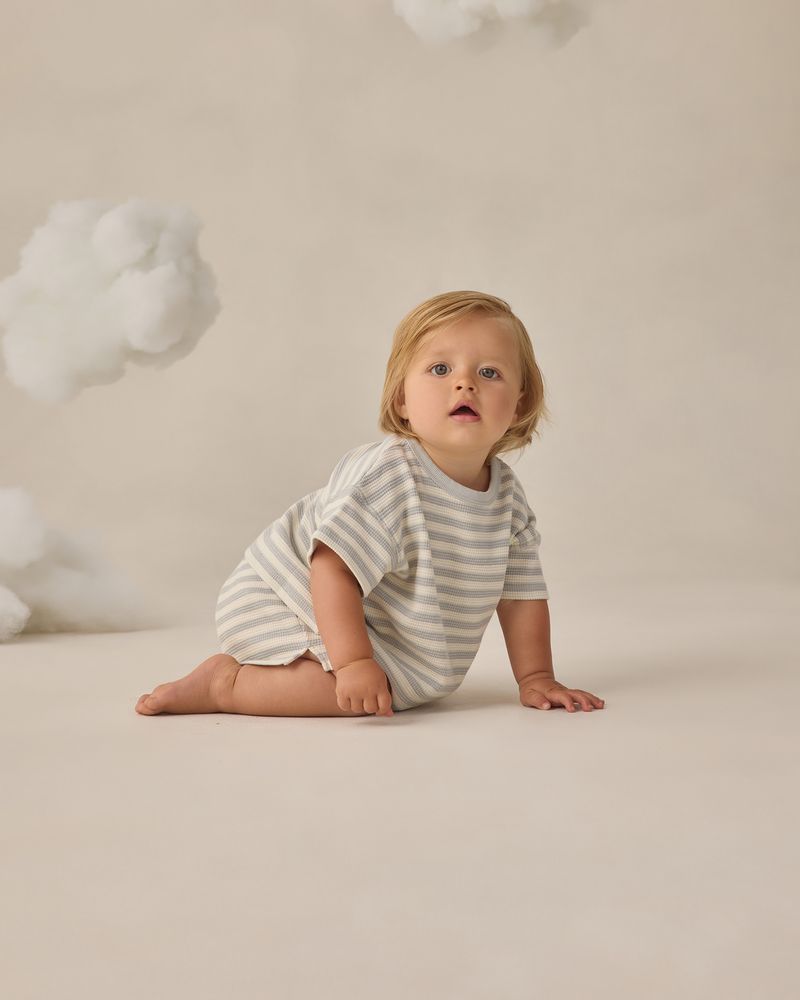 Waffle Tee + Short Set || Sky Stripe by Quincy Mae