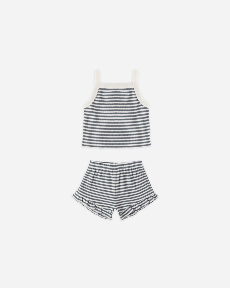 Evie Tank + Shortie Set || Ocean Stripe by Quincy Mae