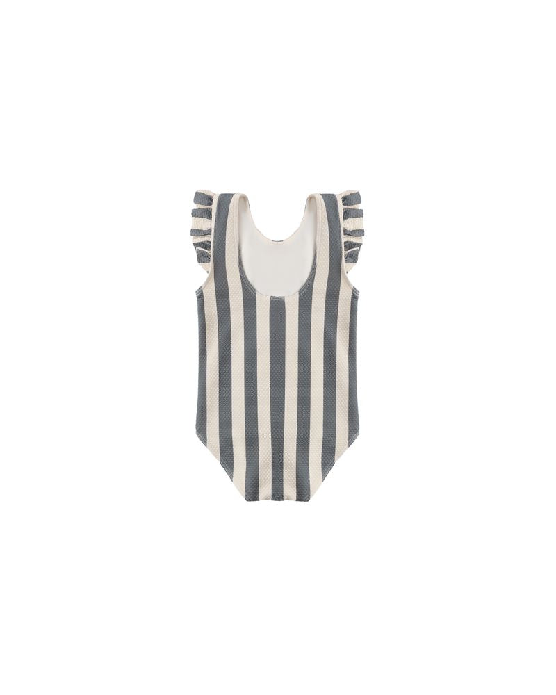 Scoop Back One-Piece Swimsuit || Retro Ocean Stripe by Quincy Mae