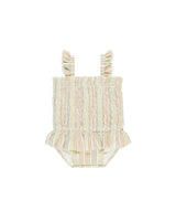 Smocked One-Piece Swimsuit || Multi Stripe by Quincy Mae