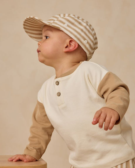 Quincy Mae Long Sleeve Henley Tee || Gold