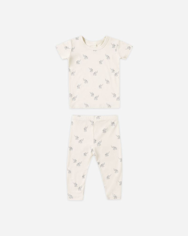 Bamboo Short Sleeve Pajama Set || Elephants by Quincy Mae