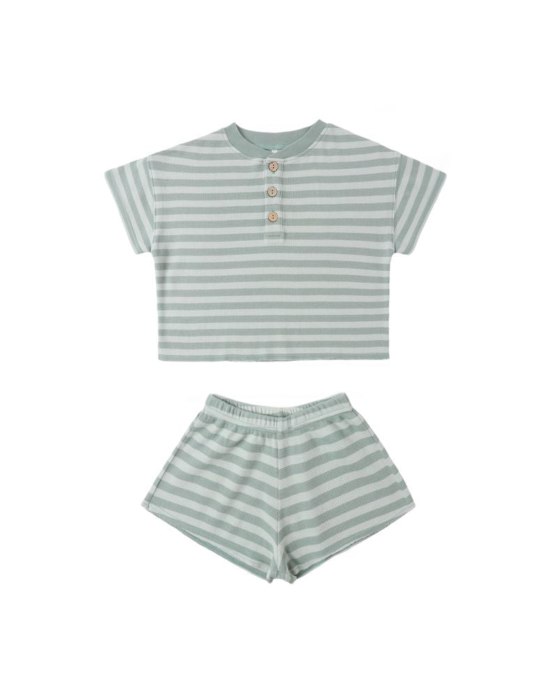 Summer Waffle Set || Sea Green Stripe by Rylee + Cru