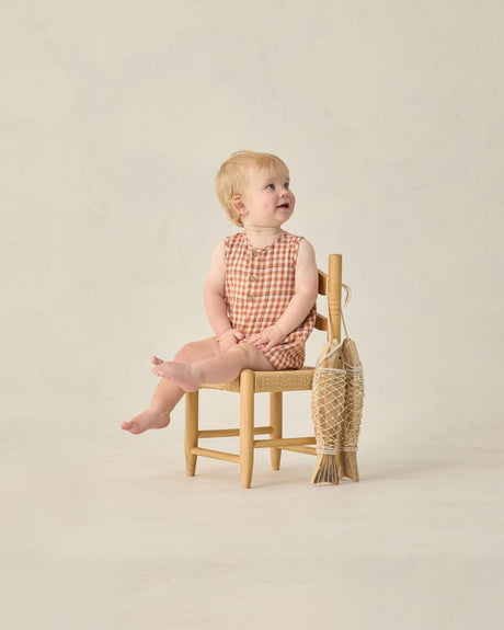 Mavrick Romper || Poppy Gingham by Rylee + Cru
