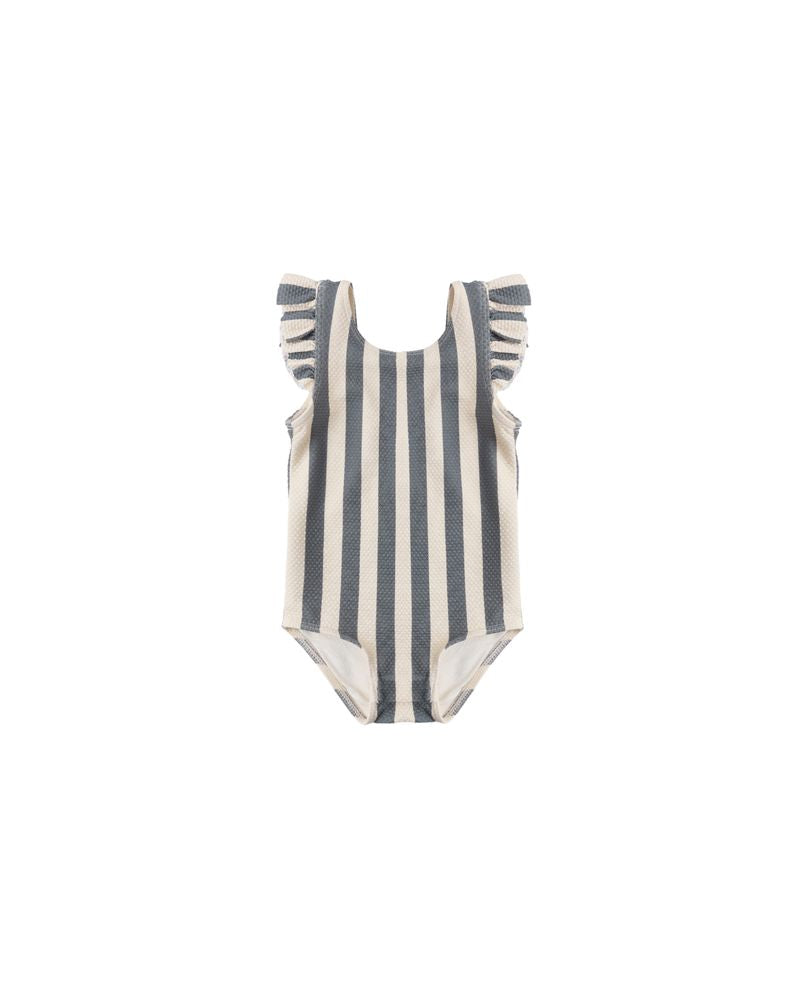 Scoop Back One-Piece Swimsuit || Retro Ocean Stripe by Quincy Mae