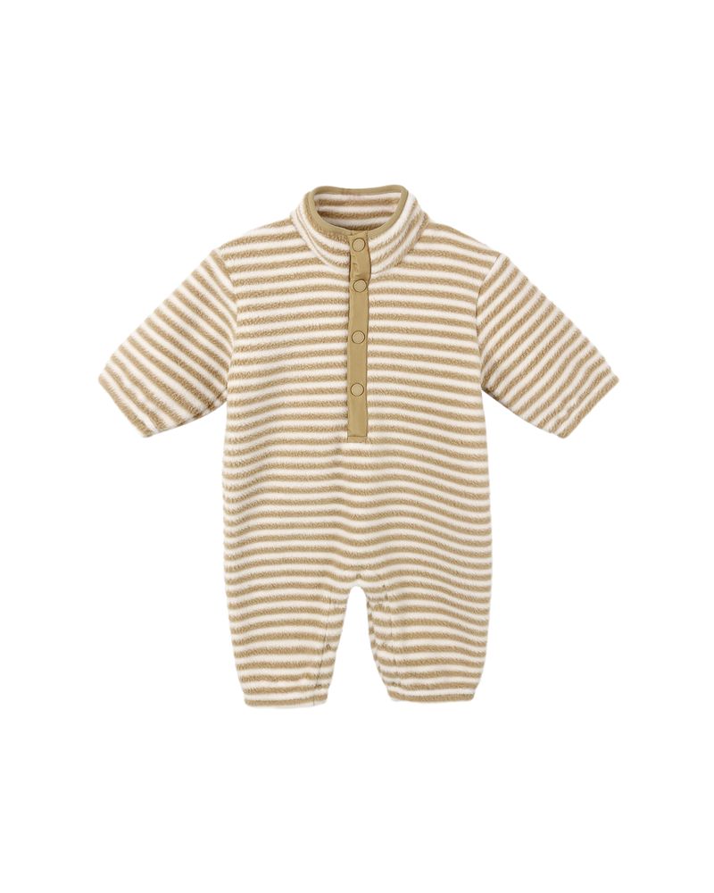 Fuzzy Winter Jumpsuit || Toffee Stripe by Rylee + Cru