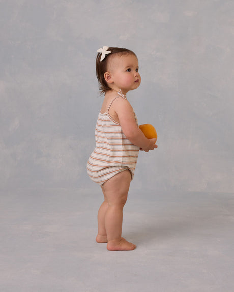 Nala Romper || Grapefruit Stripe by Rylee + Cru