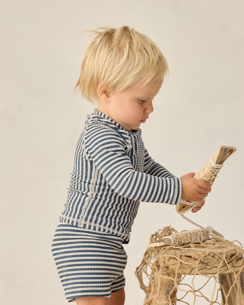 Boys Rashguard Set || Navy Stripe by Rylee + Cru