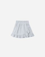 Wrap Ruffle Skirt || Heathered Light Blue by Rylee + Cru
