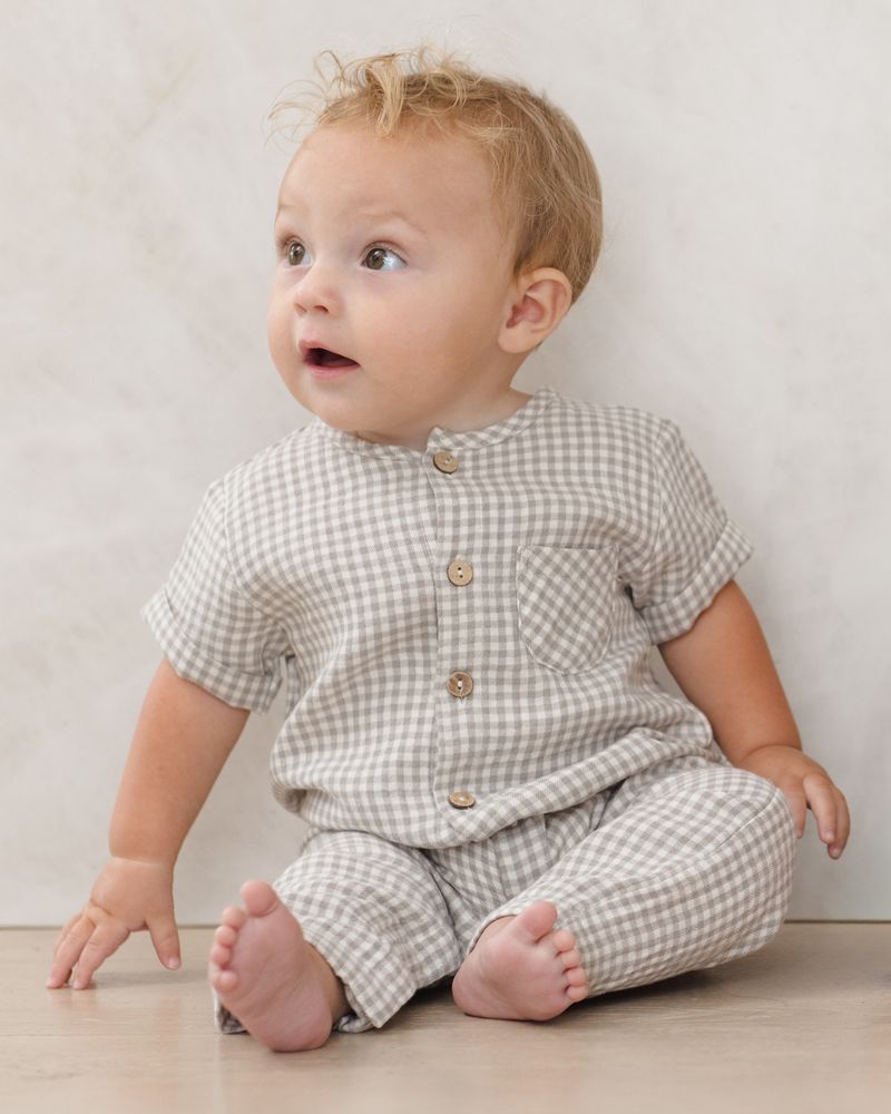 Charlie Jumpsuit || Sage Gingham by Quincy Mae