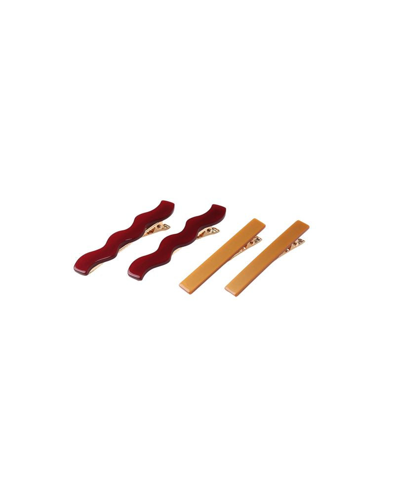 Wavy Clip Set | Burgundy, Golden by Rylee + Cru