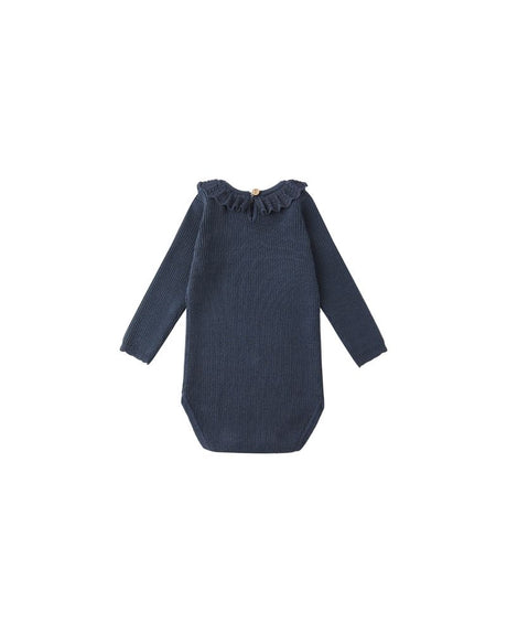 Ruffle Collar Bodysuit || Navy by Rylee + Cru