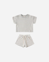 Waffle Tee + Short Set || Sky Stripe by Quincy Mae