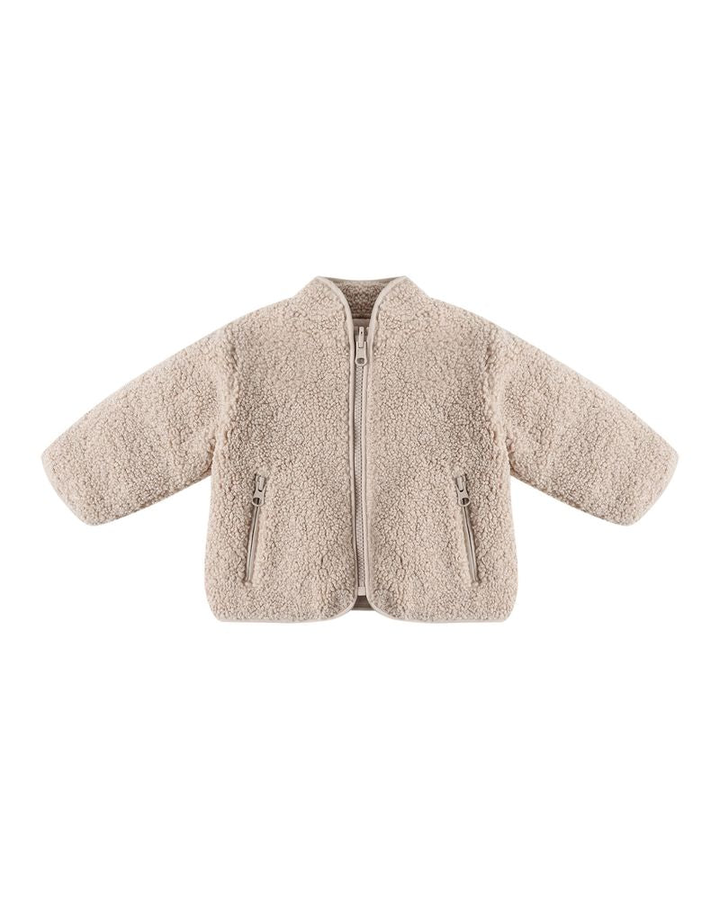 Shearling Zip Jacket || Oat by Quincy Mae