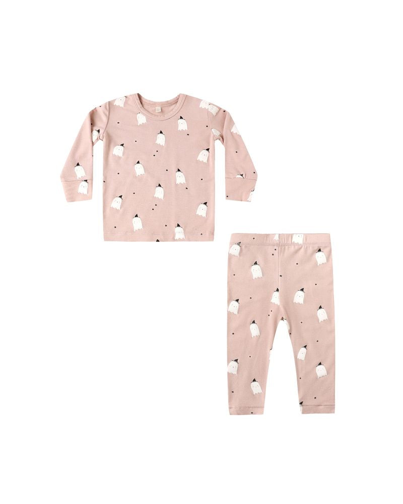 Bamboo Pajama Set || Pink Ghosts by Quincy Mae