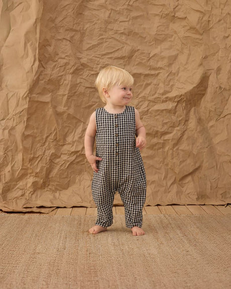 Button Jumpsuit || Black Check by Rylee + Cru