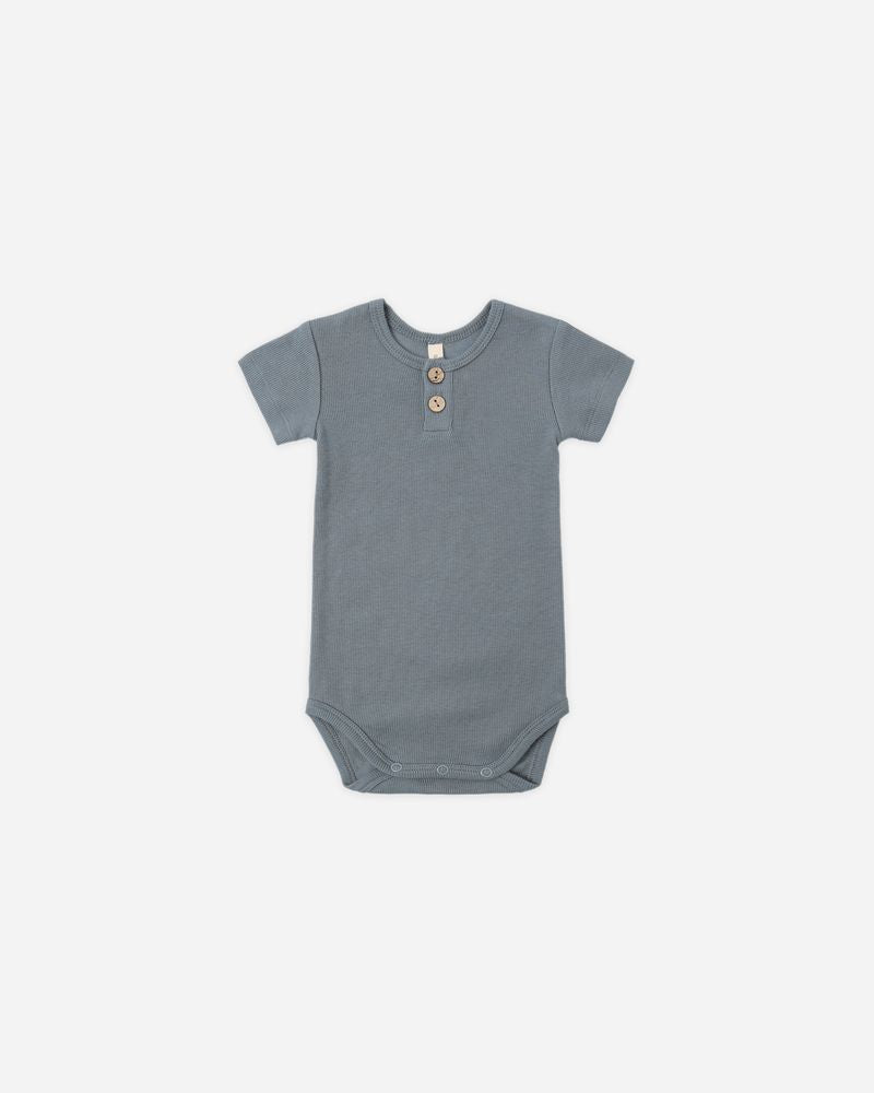 Ribbed Henley Bodysuit || Ocean by Quincy Mae