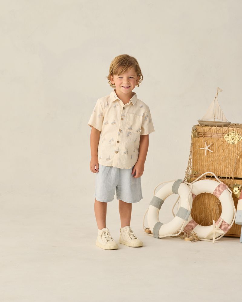 Perry Short || Heathered Light Blue by Rylee + Cru