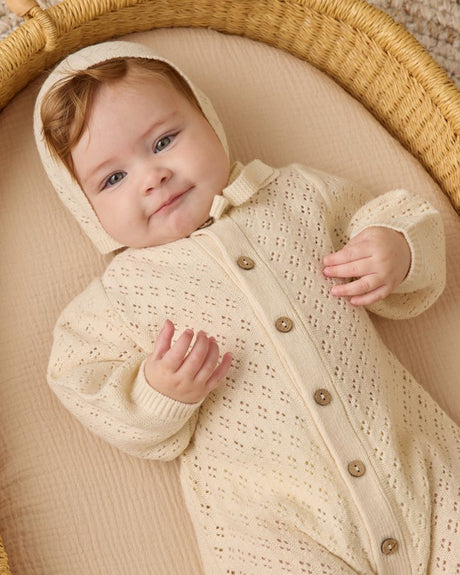 Quincy Mae Long Sleeve Bubble Romper || Natural